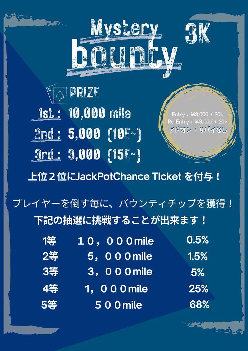 DB_susukino_'s tweet photo. 本日初開催　ミステリーバウンティ3ｋ
スタート18時00分
レイト21時30分

本日もご来場お待ちしてます！ https://t.co/uMb1A2tBuE