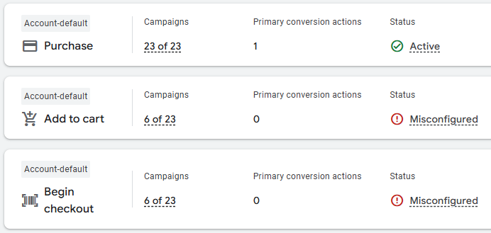 Just auditing a new account and noticed Google updated the Conversion Actions layout.

So far, I've only seen this in one account.

Or maybe I've been living under a rock. Who knows.

Now you need to click a dropdown to see more about each goal.

It's not a major change.

But