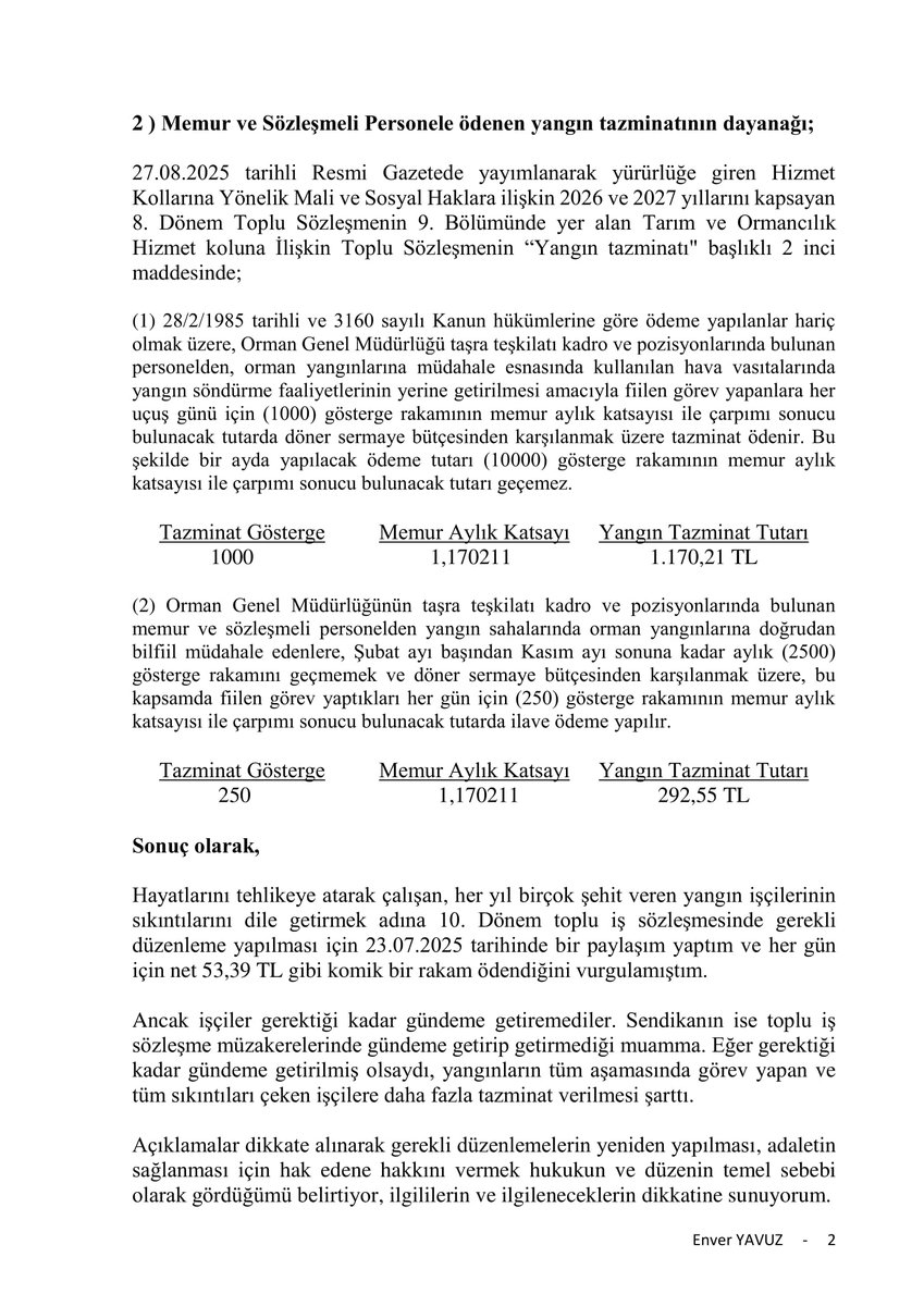 YANGIN TAZMİNATI ADALETSİZLİĞİ!

Hayatlarını tehlikeye atarak çalışan, her yıl birçok şehit veren yangın işçilerine daha az yangın tazminatı ödenmesi manidar.

İşçilere net 76,21 TL, Memur ve sözleşmeli personele 292,55 TL ve Memur hava vasıtaları personeline 1.170,21 TL.