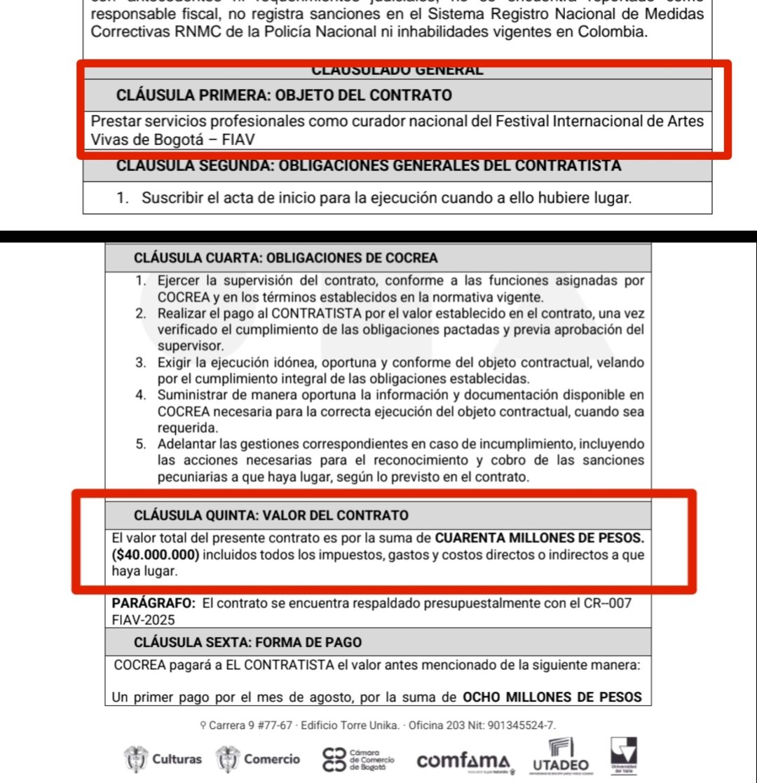 JairoLadino_'s tweet photo. "La frasesita de trabajar, trabajar y trabajar ... es OBSCENO"

@FabioRubianoO acaba de ser contratado curador de la FIAV por 40 millones de pesos/ 10 millones mensuales.

Hablar mal del trabajo duro es muy CÓMODO mientras uno firma contratos millonarios con el gobierno. https://t.co/TjDLKjPxvi