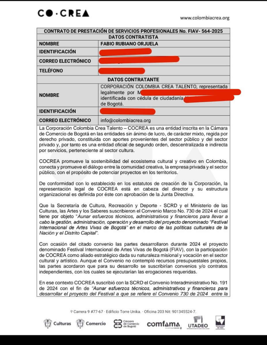 JairoLadino_'s tweet photo. "La frasesita de trabajar, trabajar y trabajar ... es OBSCENO"

@FabioRubianoO acaba de ser contratado curador de la FIAV por 40 millones de pesos/ 10 millones mensuales.

Hablar mal del trabajo duro es muy CÓMODO mientras uno firma contratos millonarios con el gobierno. https://t.co/TjDLKjPxvi