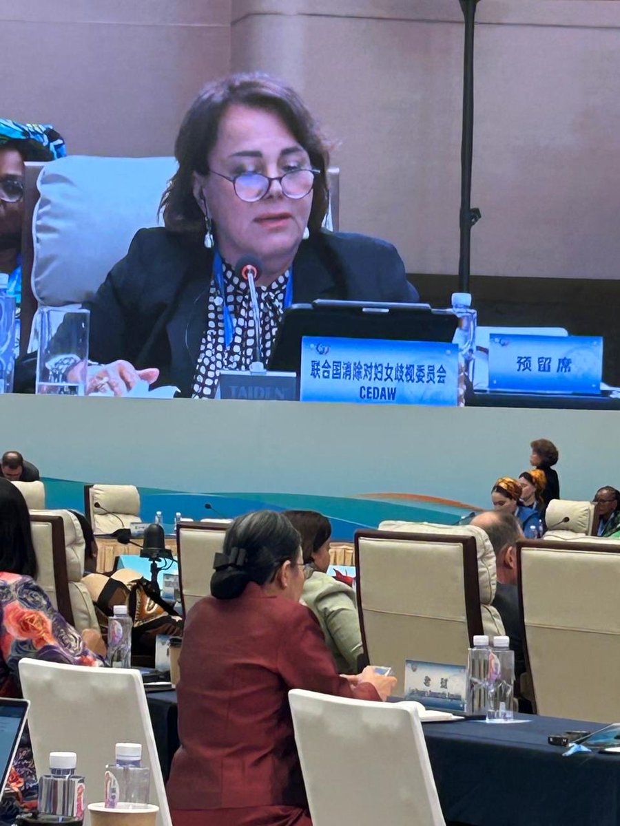 ⁦<a href="/CedawUn/">United Nations CEDAW</a> @⁩Nahla Haidar; Hong Mu, Madina Jarbussynova, and former CEDAW Member Jie Xia participating this week in the Global Leaders’ Meeting on Women hosted by the Government of China.