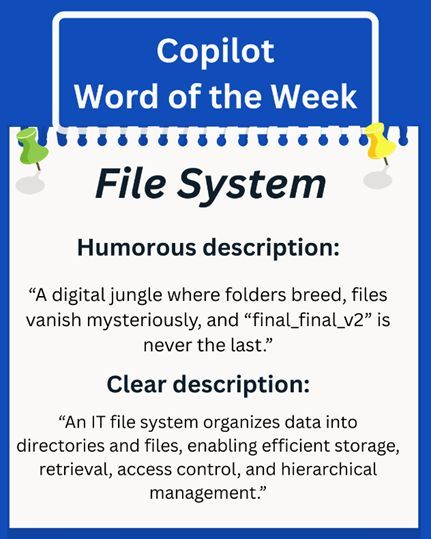 tapcastltd's tweet image. WOTW:  Organize your digital world! Efficient, secure, structured—IT file systems keep data in line. #TechTips #FileSystem #DataManagement #ITLife #Efficiency