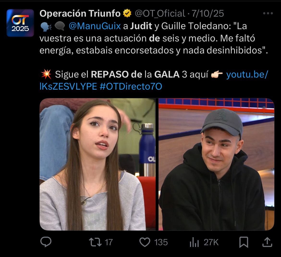 albbaay's tweet photo. igual no es que el programa se le esté haciendo bola sino que la estáis destrozando desde dentro #OTDirecto14O https://t.co/vnSv1FiLbh