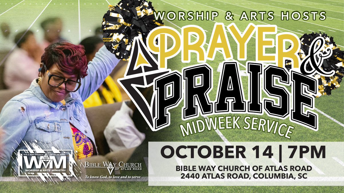 Join us for a special night of Prayer and Praise as our Worship and Arts Ministry hosts Midweek Service at 7pm in the Sanctuary. Corporate Prayer will be held at 6pm.

For more information about Worship and Arts Month, visit here:
bwcar.org/.../wam-month-…