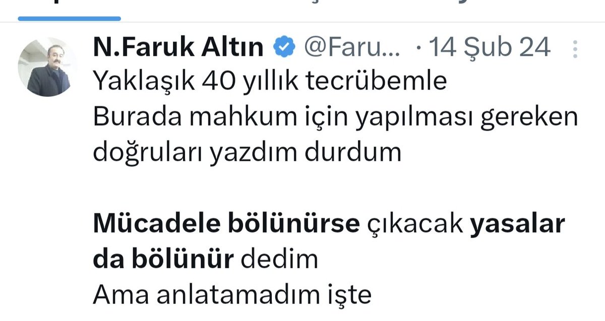 FarukAl50786969's tweet photo. Yıllardır aynı şeyi söyledim durdum, 
Yasalar yarım yamalak çıktığında ve beni anladığınızda iş işten geçmiş oluyor, 
Mahkum yakınları birlik olmak zorundadır, 
Sesimiz gür ve tek bir ses olarak çıktığında
#AffınÖnündeDurulmaz https://t.co/gI9MQfakR1