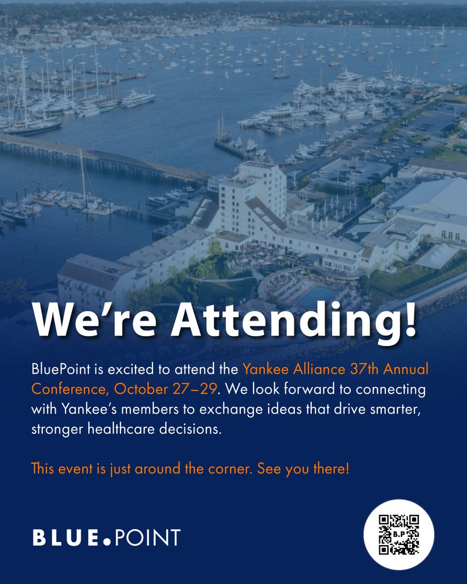 BluePointscs's tweet image. 📅 We’re gearing up for the @yankeealliance 37th Annual Conference, October 27–29! We can’t wait to connect and share insights that drive smarter, stronger healthcare decisions. See you soon! #DataSlayer #YAAC25 #HealthcareNetworking