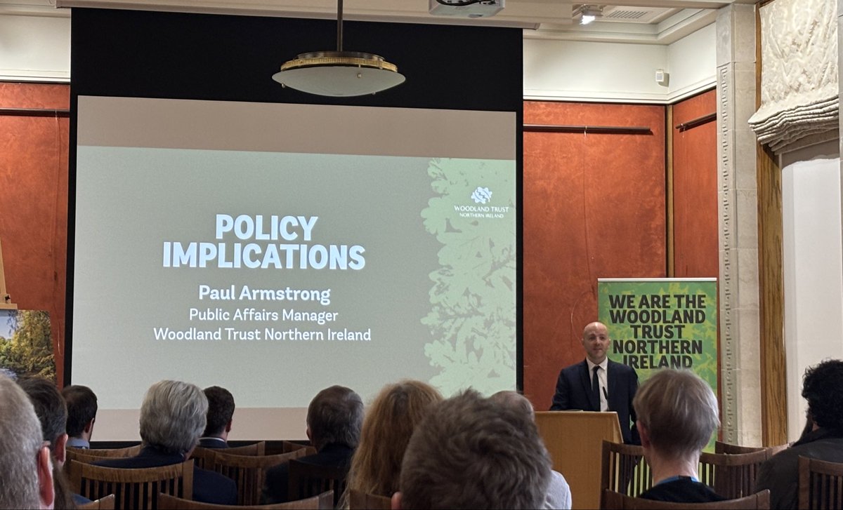 It’s great to be in the Long Gallery, Stormont for the launch of the Woodland Trust “State of Woods and Trees” report.
The event is sponsored by Robbie Butler MLA and it’s great to hear firm commitments from AERA Minister Andrew Muir MLA on future forest expansion.