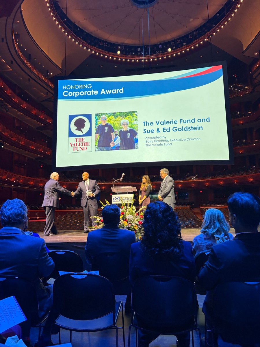 TheValerieFund_'s tweet photo. Thank you to Newark Beth Israel Medical Center for recognizing The Valerie Fund Founders, Ed &amp; Sue Goldstein, at their 20th Partners In Progress Awards Dinner. Barry Kirschner, executive director of The Valerie Fund, was honored to accept the award on behalf of the Goldsteins. https://t.co/KnCUmToIH3