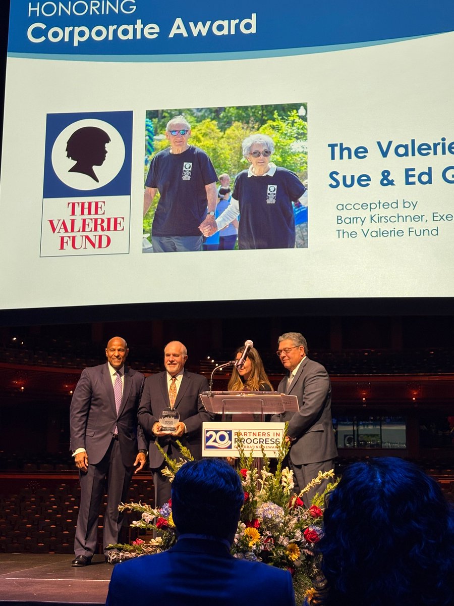 TheValerieFund_'s tweet photo. Thank you to Newark Beth Israel Medical Center for recognizing The Valerie Fund Founders, Ed &amp; Sue Goldstein, at their 20th Partners In Progress Awards Dinner. Barry Kirschner, executive director of The Valerie Fund, was honored to accept the award on behalf of the Goldsteins. https://t.co/KnCUmToIH3