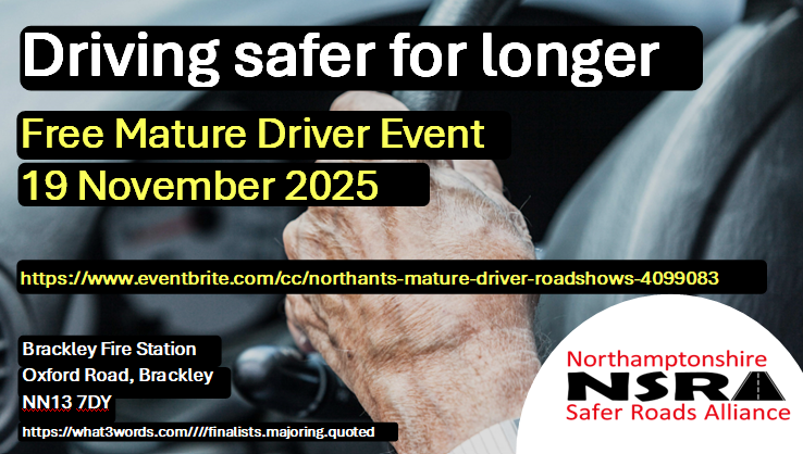 🚗 Free Mature Drivers Event – 19 Nov 2025, Brackley! 60+ and drive in Northamptonshire? Join us for FREE driving tips! Book tickets: eventbrite.com/cc/northants-m…. Location: Brackley Fire Station, 10 am &amp; 12:30 pm.