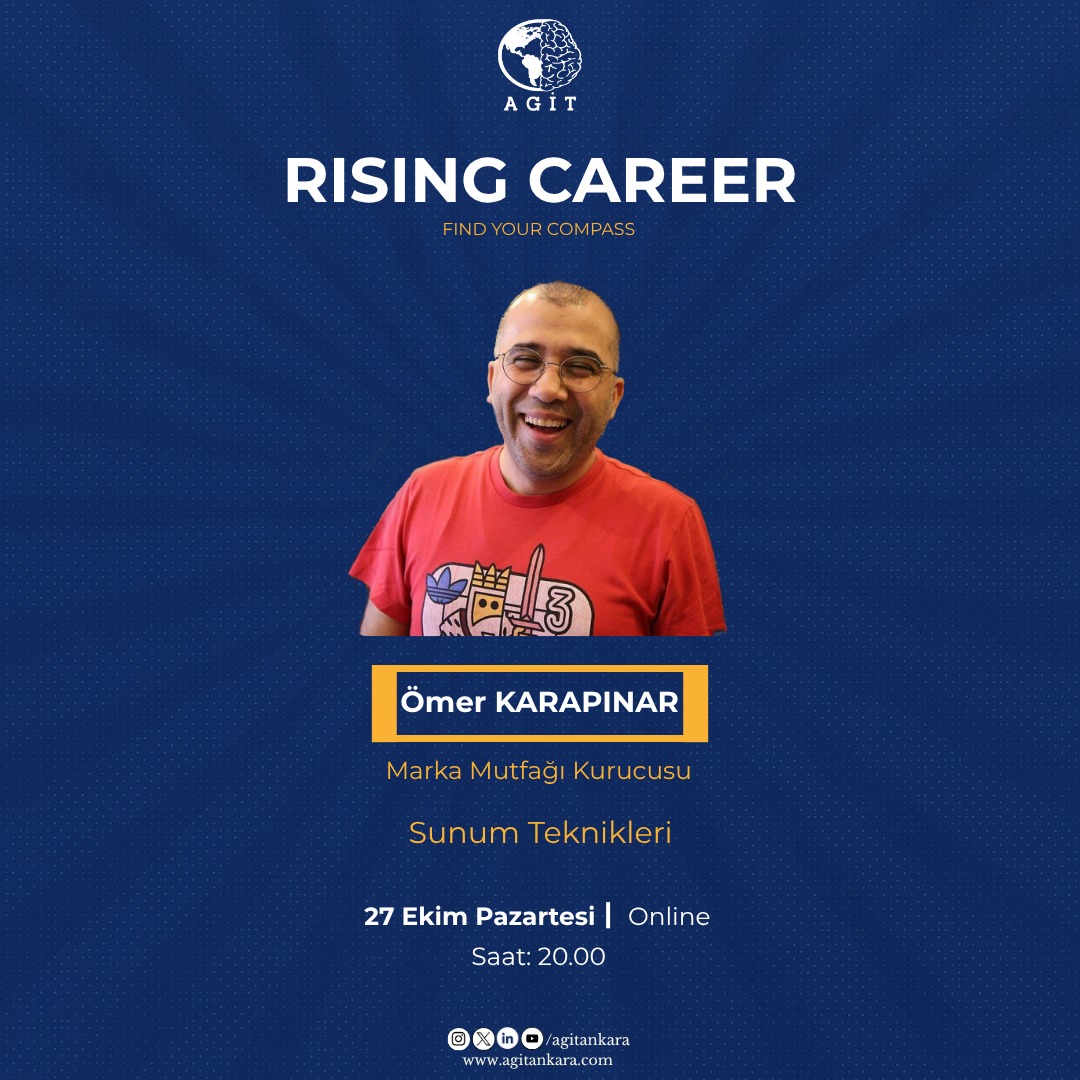 Rising Career heyecanı devam ediyor!

Marka Mutfağı Kurucusu Ömer Karapınar Rising Career'in ikinci gününde bizlerle olacak.

#agit #risingcareer #findyourcompass #girişimcilik #ankaraüniversitesi #agitliolmakayrıcalıktır