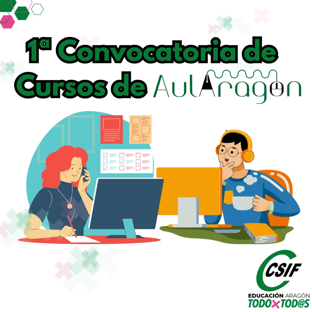 📢 CSIF INFORMA:
🏫 PRIMERA CONVOCATORIA CURSOS AULARAGÓN 👩🏻‍🏫
✅ Publicada convocatoria cursos de Aularagón
📆 Solicitudes del 15 de octubre al 3 de noviembre.
🛜 Inscripción a través de doceo.
➕INFO👇
csif.es/es/articulo/ar…

🍏#CSIF Educación Aragón
#TodoXTod@s 🗣️
#formación