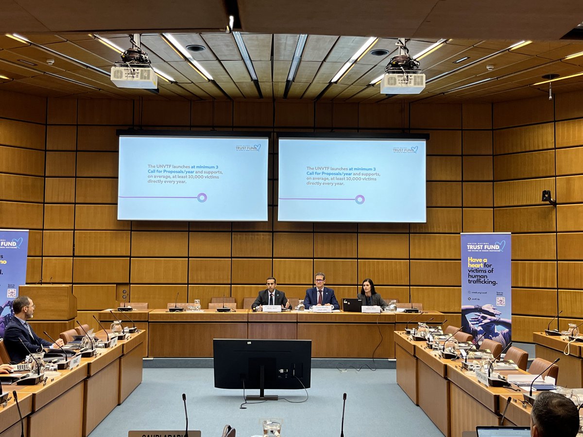 Today, the #UNVTF Secretariat held its annual Informal Member State Briefing, sharing highlights from a year of impact and collaboration🌍

We’re grateful to all delegations for their continued partnership and dedication. Together, we can #EndHumanTrafficking 💙