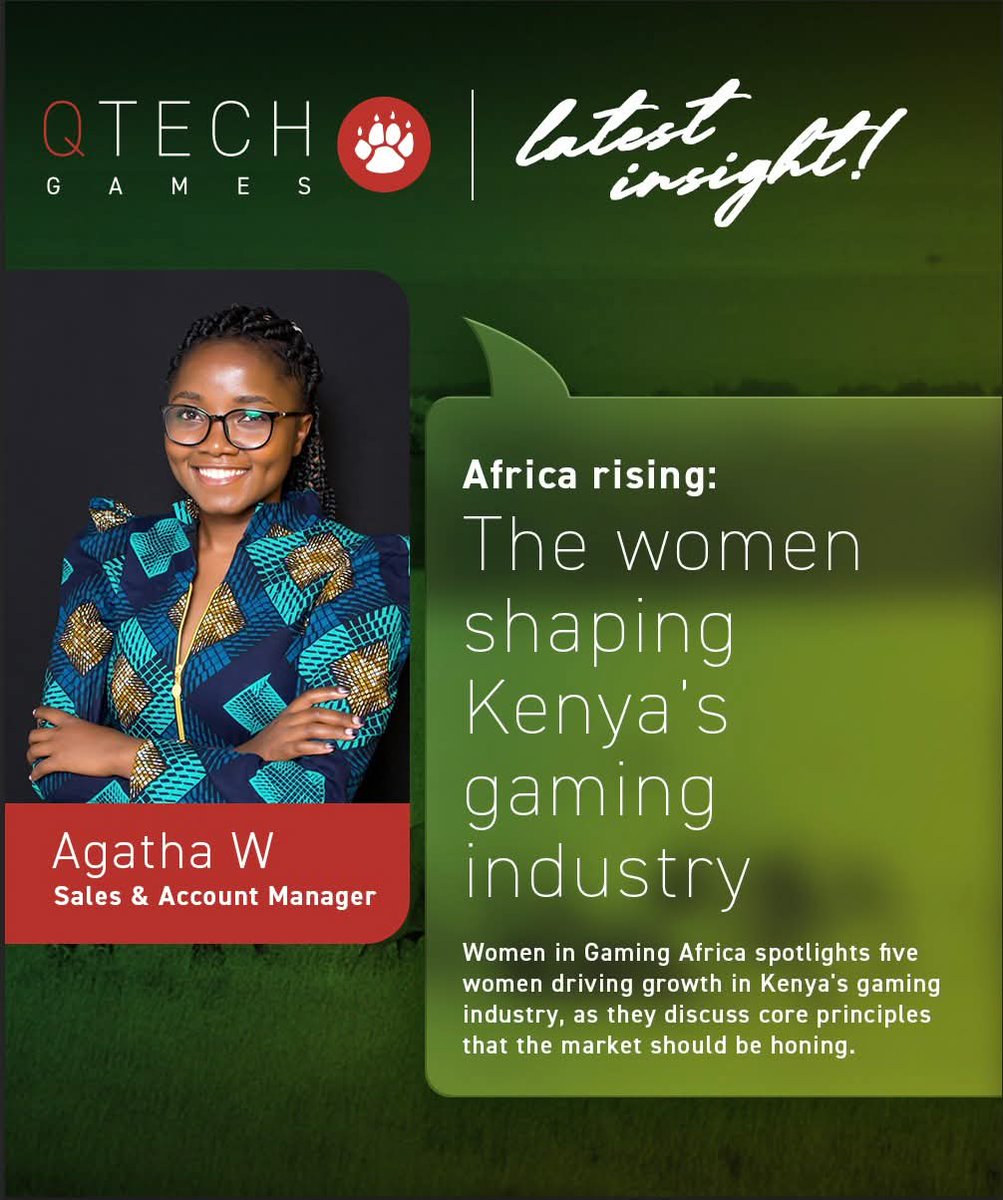 QTechGames1's tweet image. Africa’s gaming scene is rising, and women are leading the charge!
Proud to see Agatha Wanjugu of QTech Games featured among Kenya’s top women shaping the industry.
Read more: igamingbusiness.com/people/africa-…
#QTechHybrid #WomenInGaming #AfricaRising