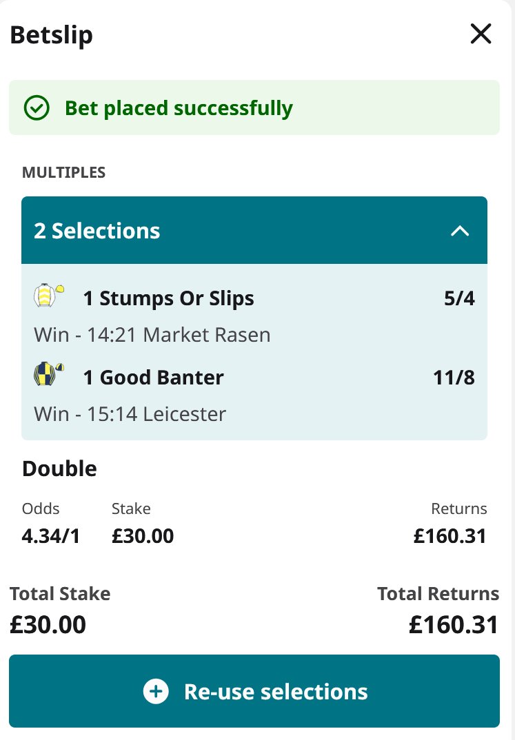 If all both these horses win today, I will give one lucky person £100 💴 
To enter: 
- Like this post  
- Repost this post 
- Follow @PuntHubBets

Good luck!