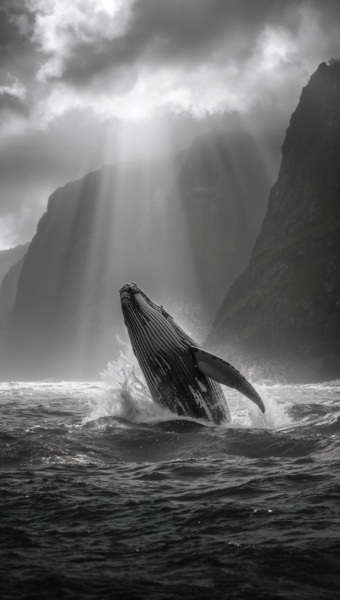 LakesFurniture's tweet photo. Humpback Whale Breaching Art Print: Black and White Ocean Wildlife (Digital Download) https://t.co/uk75GLaTeU #gifts #giftforgeek #aiart #lakedistrict #aiwallart #mugdesign #aiprints #tshirtdesign #walldecor #greetingscards #AiImages https://t.co/OYJIpIldp1