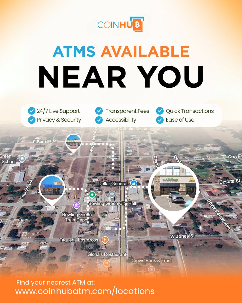Looking for an easy way to access crypto?

Coinhub ATMs are available near you.

Fast, secure, and convenient to use anytime.

Enjoy 24/7 support, transparent fees, and smooth transactions wherever you are.

Find your nearest location at coinhubatm.com/locations