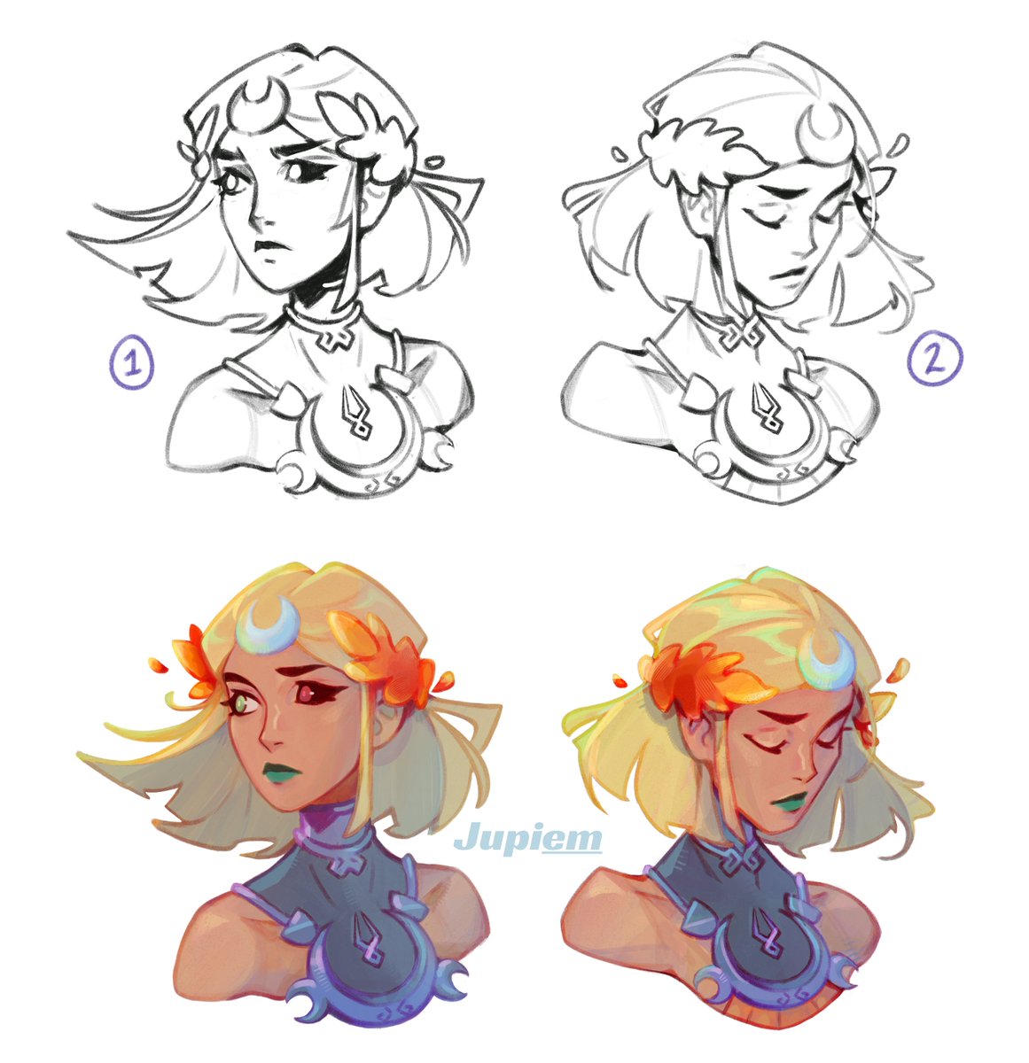Jupiemm's tweet photo. This was actually my first sketch that I abandoned. But I went back to fix it later 🧡 https://t.co/HP7UJIBGFM