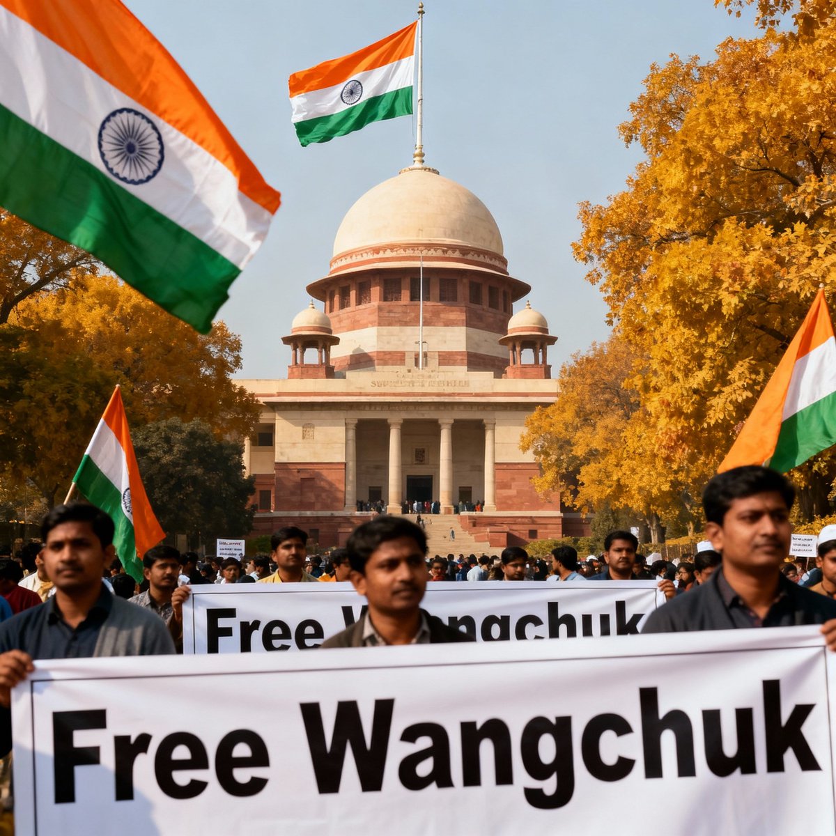 All eyes now turn to the Supreme Court on 15 Oct — the day that may decide the fate of Sonam Wangchuk.
A voice of truth, science &amp; peace… silenced under the NSA.
May justice echo louder than fear. ✊
#FreeWangchuk #StandWithLadakh #justiceforladakh