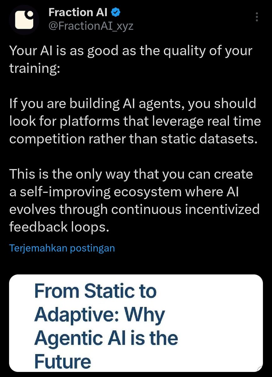 FlashX99_'s tweet photo. At @FractionAI_xyz we believe that the next generation of intelligence will emerge from continuous incentivized feedback
where every interaction makes the AI smarter, faster, and more human-aligned.
#FractionAI #AgenticAI #AIrevolution #AdaptiveIntelligence #Web3 #FutureOfAI https://t.co/hytmKVcNWM