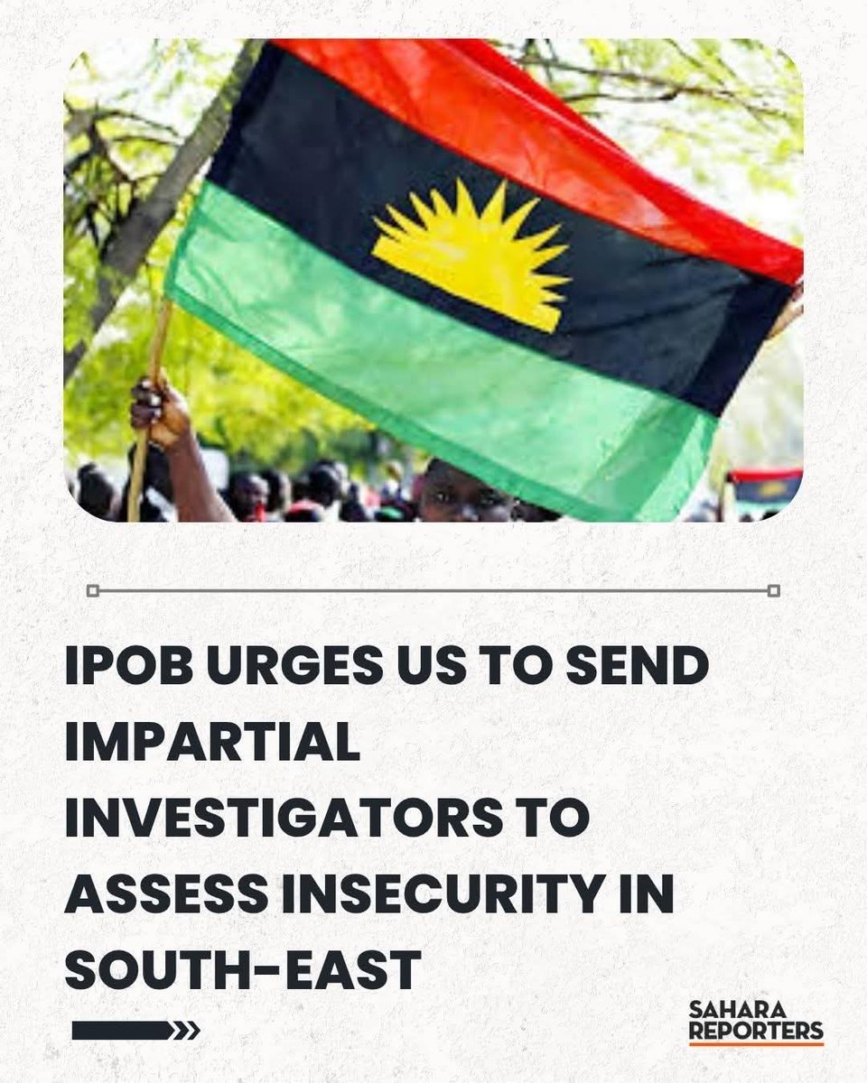 ipob_central's tweet photo. JUST IN;
IPOB Urges US To Send Impartial Investigators To Assess Insecurity In South-East https://t.co/ZnCYy7ElXi