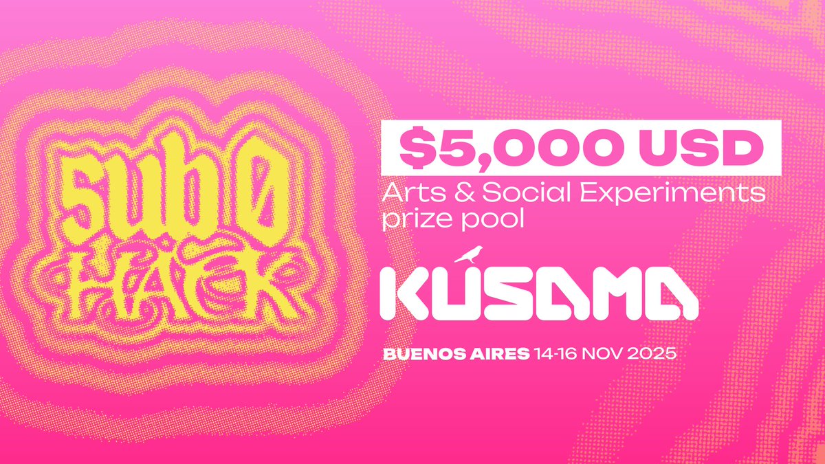 Working at the intersection of blockchain, art, and social experiments? <a href="/kusamanetwork/">kusama</a> wants to see your chaos. 🐦‍⬛

Compete for a prize pool of $5,000 at the 72-hour sub0 hack in Buenos Aires, Nov 14-16.