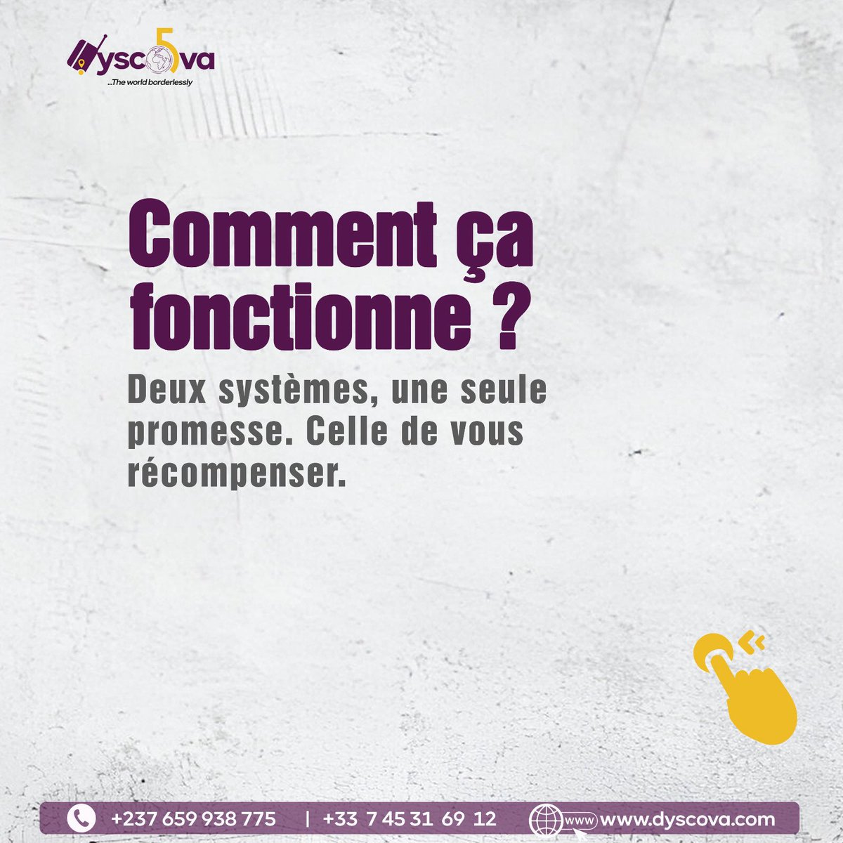 Dyscova_'s tweet photo. 🎉 Nouveau : découvrez le programme de fidélité &amp; parrainage DYSCOVA ! 🌍

Voyager avec DYSCOVA, c’est déjà une expérience unique.
Mais désormais, chaque voyage compte encore plus 💫

👉 Avec notre nouveau programme : https://t.co/uZSg85zHyr