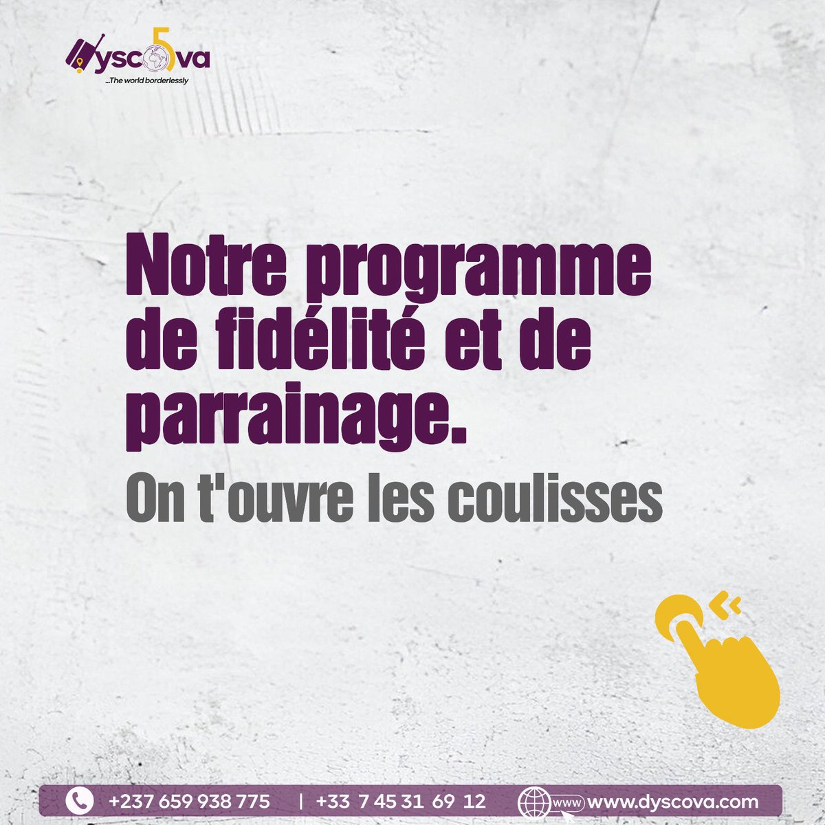 Dyscova_'s tweet photo. 🎉 Nouveau : découvrez le programme de fidélité &amp; parrainage DYSCOVA ! 🌍

Voyager avec DYSCOVA, c’est déjà une expérience unique.
Mais désormais, chaque voyage compte encore plus 💫

👉 Avec notre nouveau programme : https://t.co/uZSg85zHyr