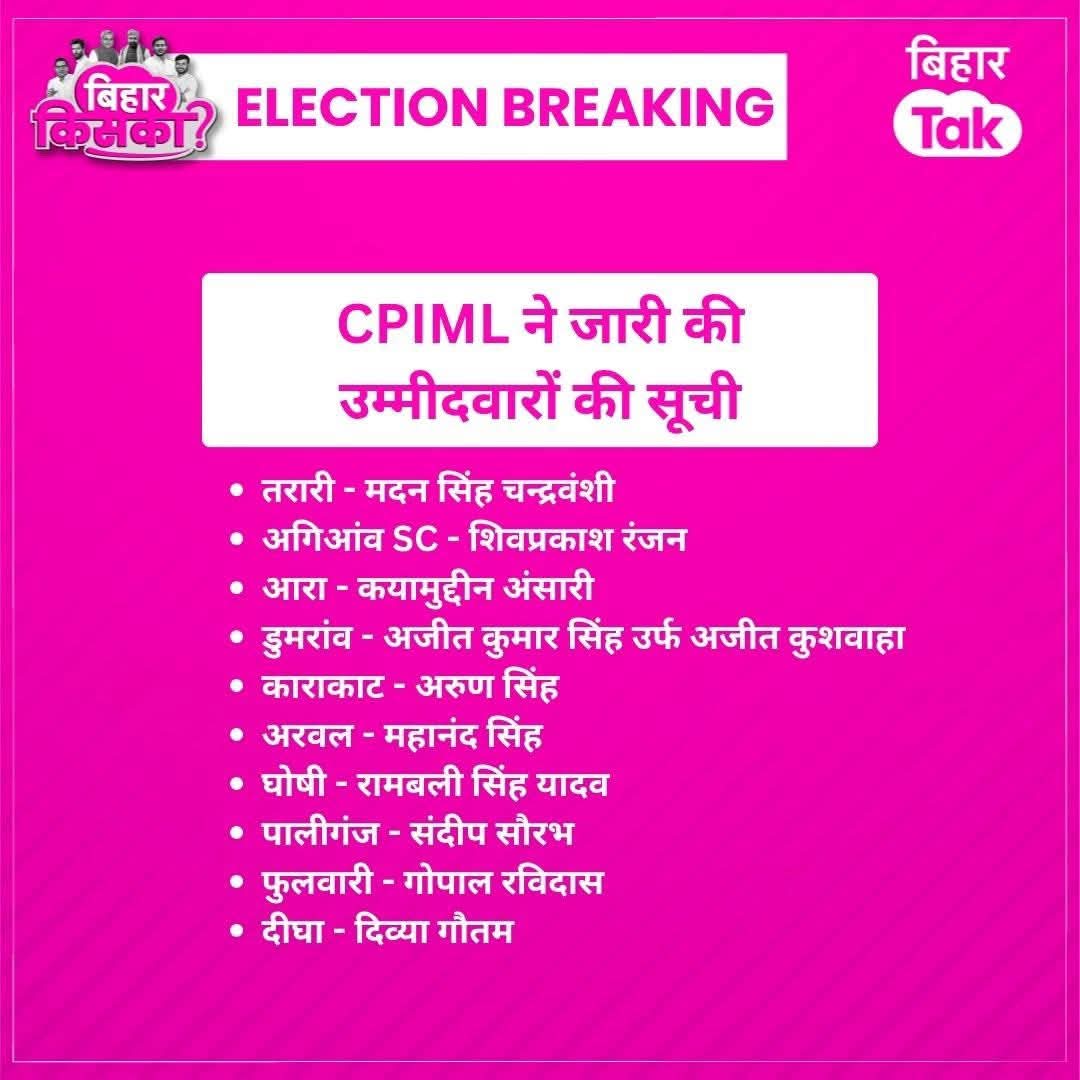 NirmalRaj484's tweet image. महागठबंधन में माले ने 18 सीटों पे प्रत्याशी की घोषणा कर दी हैं।

#CPI_ML @cpimspeak