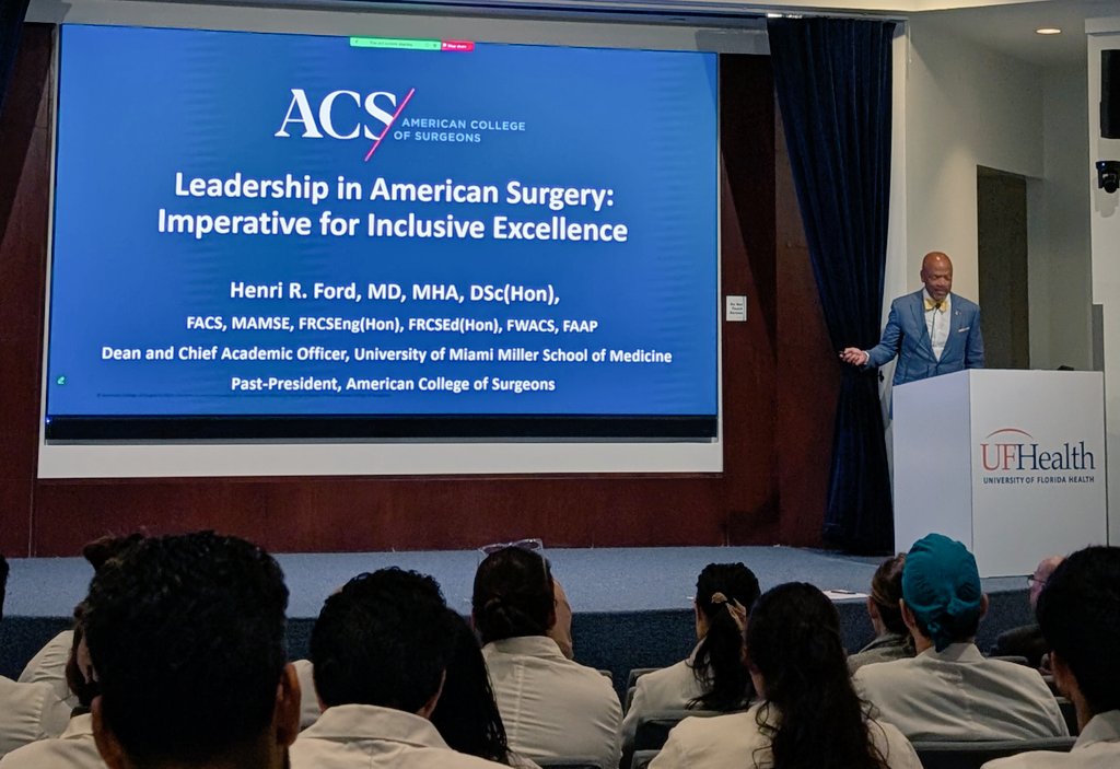 ErinMMobley's tweet photo. 📢📢 Happening now at @UFMedicineJax 👇
@UFJaxSurg #VisitingProfessor Dr. @HenriFordMD from @umiamimedicine is presenting  #GrandRounds 👉 #Leadership in American Surgery: Imperative for #InclusiveExcellence
🏥⚕️🥼🩺 https://t.co/PltgR5G8wE
