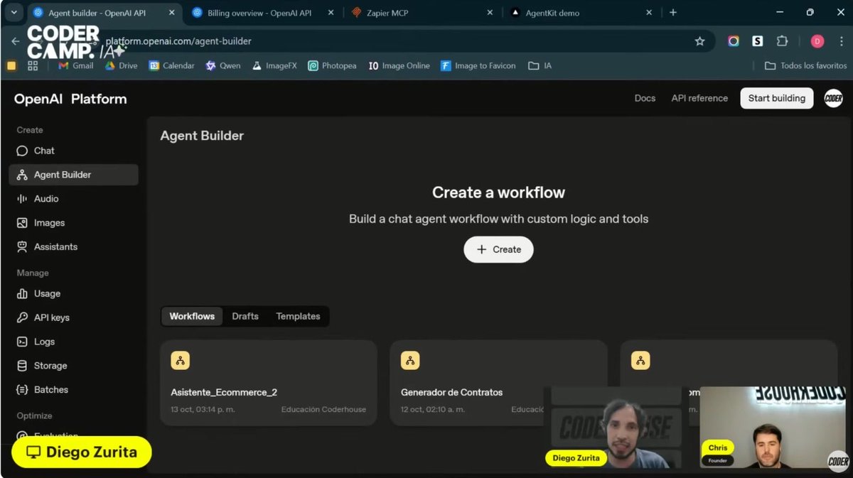 coderhouse's tweet image. 🚀 Ayer en #CoderCampAI exploramos el nuevo Agent Builder de ChatGPT 👇
💡 Diego Zurita mostró en vivo cómo crear un agente de IA desde cero, conectar herramientas y automatizar flujos reales.
La era de los IA Agents ya empezó.
¿Tu equipo sabe construir uno?