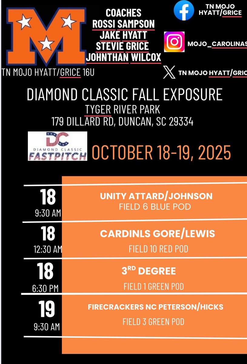 Let’s go girls! 🥎
<a href="/Mojo_Carolinas/">TN Mojo Hyatt/Grice</a> 
Show up and show out!