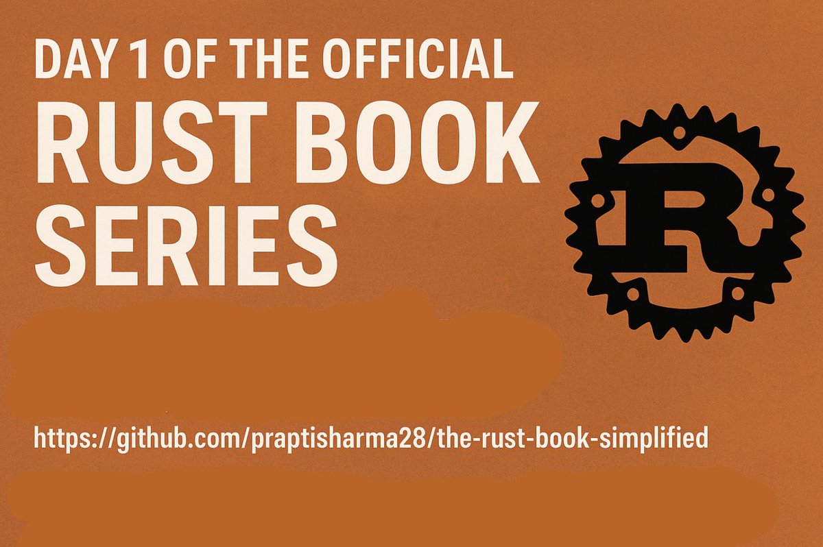 praptichilling's tweet image. 🦀 Day 1 of the Official Rust Book Series
I’ve curated a GitHub repo with content from the official Rust book. This repo will be updated daily until we complete the book, you can follow along and read everything in one place.
The thread is open for answering the quiz questions,…