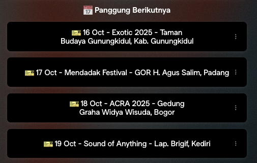 Jadwal panggung Kamis-Jumat-Sabtu-Minggu ini. (Selengkapnya: linktr.ee/perunggu_)