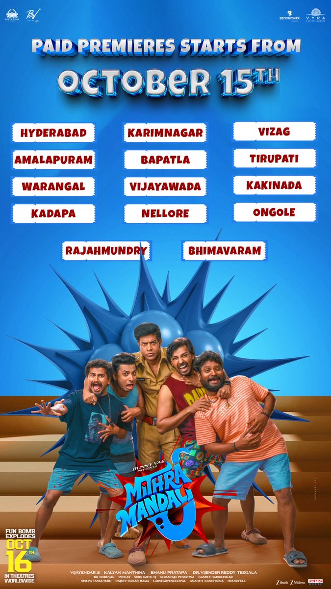 Oct 15th na paid premieres anta 😍😍

#MithraMandali