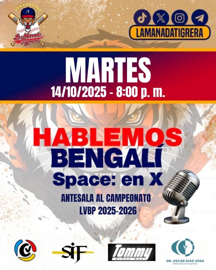 Lamanadatigrera's tweet photo. !Manada!!! Hoy los esperamos junto a los panas de @dinastiatigres para hablar de lo que más nos apasiona nuestros @TigresOficiales 

#space#lamanadatigrera#dinastiatigrera #tigresdearagua#lvbp https://t.co/gcuxRKiJTJ