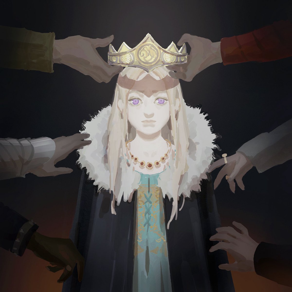 #RhaenyraWeek2025 
What if Viserys died very early?

The Child Queen Rhaenyra, heavy with grief, took the throne at six.
The crown was set upon her tender brow by the King’s Hand and her Regent Uncle—
May the realm not waver in the shadow of losses.