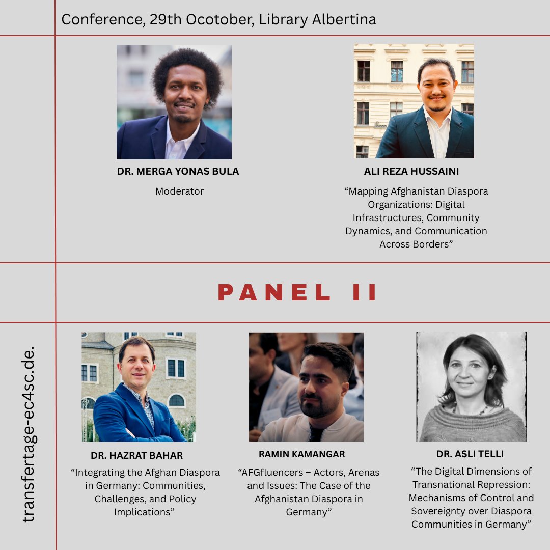 🎙 Meet our Panel Participants of the second Panel: “Diaspora Governance, Integration &amp; Transnational Control”

We’re thrilled to introduce the speakers for our second panel, moderated by Dr. Merga Yonas Bula. This session explores how digital infrastructures, policies, and