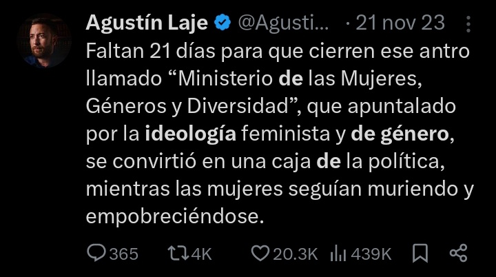 Laje siempre tuvo un discurso fascistoide con el feminismo y la ideología de género. Esta vez fue un tipo de SU bando que cayó en su comportamiento sectario que viene promoviendo desde 2018 y se lava las manos. Aaah, pero si hubiera sido un zurdo: todos femicidas y pedófilos.