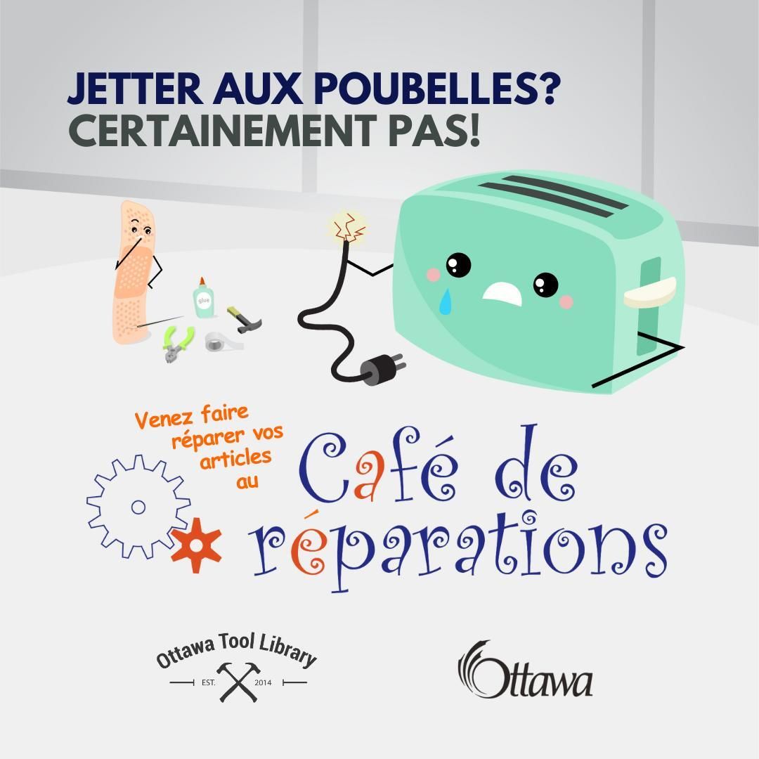 ♻️ Fix It, Don’t Toss It! — Last Repair Café of 2025

Got a broken gadget, torn shirt, or wobbly lamp? Bring it to Vanier’s Repair Café and give it a second life!

🧵 Join the skilled fixers from the Ottawa Tool Library as they offer free repairs for electronics, clothing, small