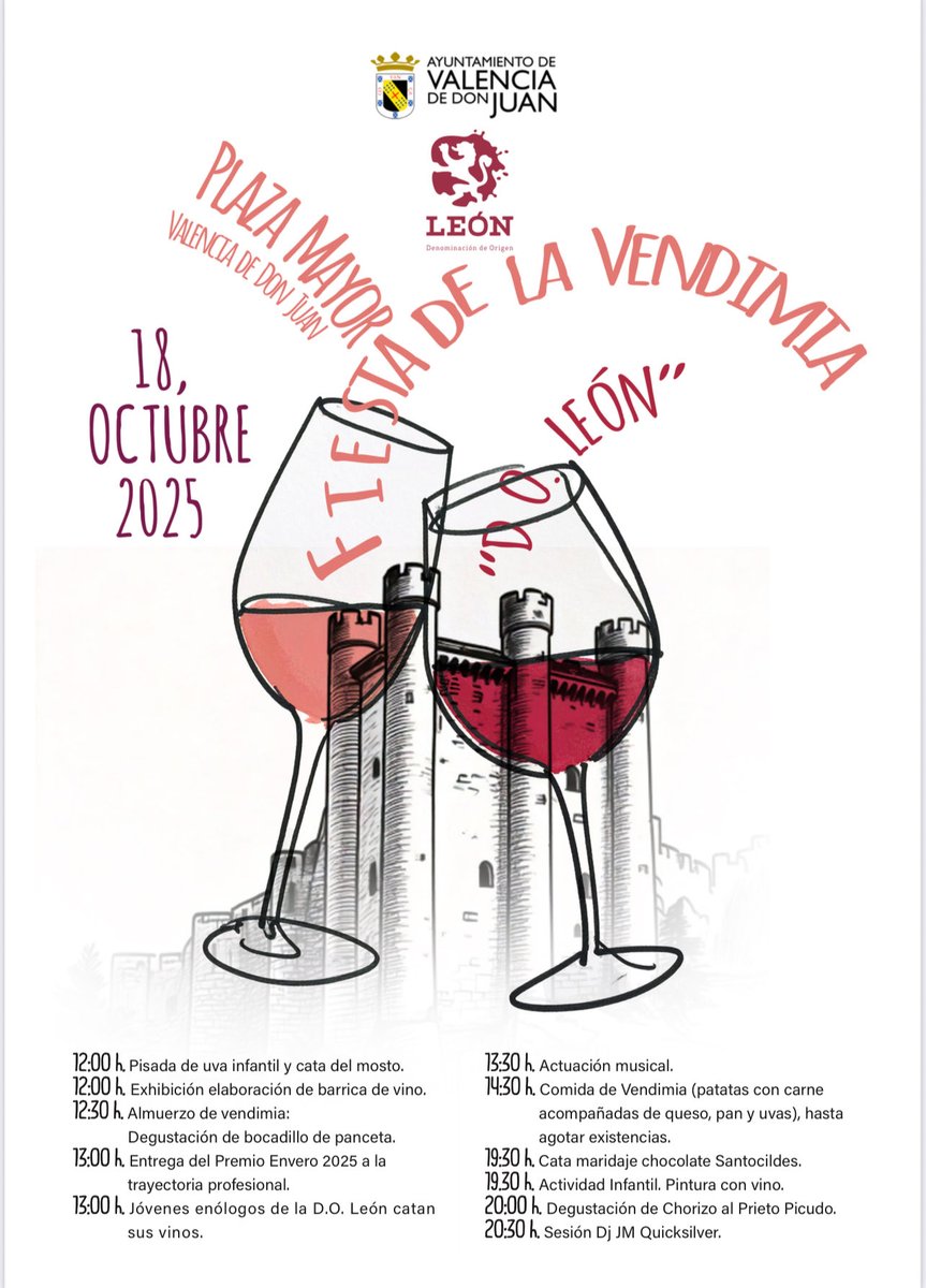 🍇Fiesta de la Vendimia 

📅 Sábado 18 de octubre 

📍Plaza Mayor