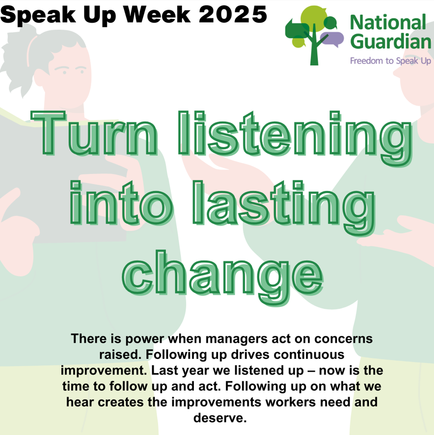 We are participating in Freedom To Speak Up week, to champion the use of our voice as our biggest power for change, and to help everyone who may not use their voice to get a better outcome for everyone involved.

Speak Up, and we will Follow Up!

#FTSU #FTSUW2025