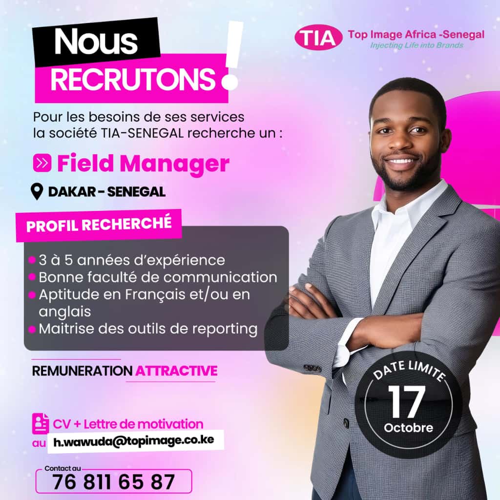 Nous sommes à la recherche de notre prochain Field Manager pour incarner notre ambition sur le terrain sénégalais.
Si vous êtes un leader né, passionné par le développement commercial et assoiffé(e) de nouveaux défis, cette mission est pour vous.