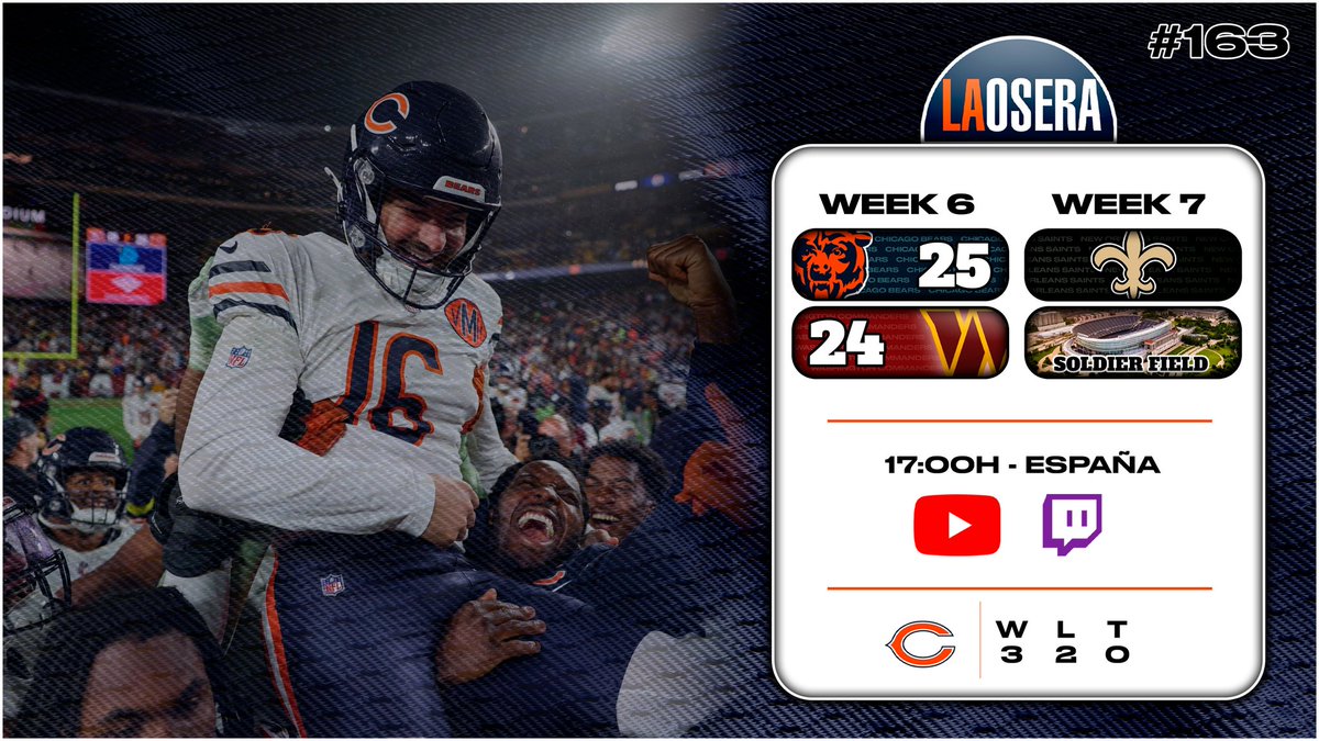 Hoy a las 17:00 🇪🇦 estaremos en directo para repasar la victoria en Washington y como vemos el equipo de cara a lo que viene, el próximo, Saints.

Os esperamos !