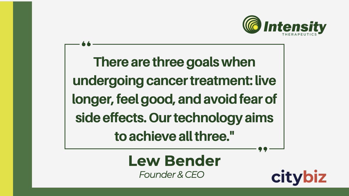 IntensityInc's tweet image. #IntensityTherapeutics is developing #cancer treatments that attack tumors while protecting patients’ overall well-being.

Learn more about #INTS’ lead candidate, INT230-6, in this CityBiz Q&amp;amp;A with President &amp;amp; CEO, Lew Bender: bit.ly/4oQBEbM 

$INTS #ClinicalTrials