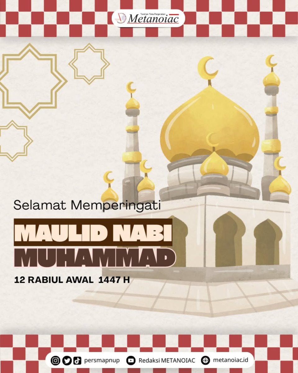 Hari penuh berkah untuk mengenang junjungan kita, Nabi Muhammad SAW. Semoga syafaat beliau selalu menyertai kita🌙.

Salam PERSMA!
Salam Perubahan!

Podcast: Meta-Talk (Spotify)
Email Redaksi: metaredaksi@gmail.com

#TorehanTintaPergerakan