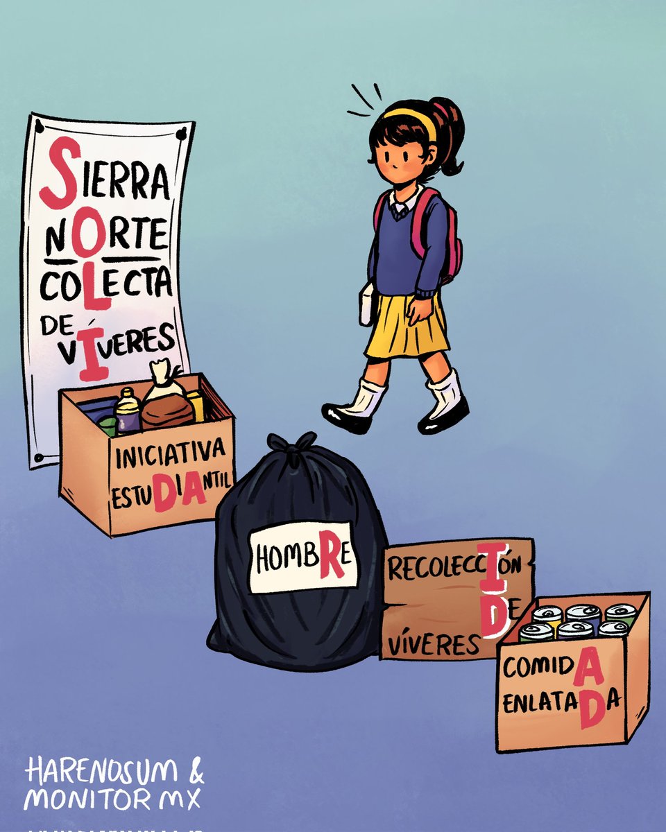 🫂Es momento de tender la mano a las comunidades damnificadas por las lluvias en la Sierra Norte de Puebla 

Hay varios centros de acopio instalados por diferentes grupos de la sociedad civil y que dan la garantía de entregar en mano propia los apoyos 

El cartón de Harenosum 👇🏽