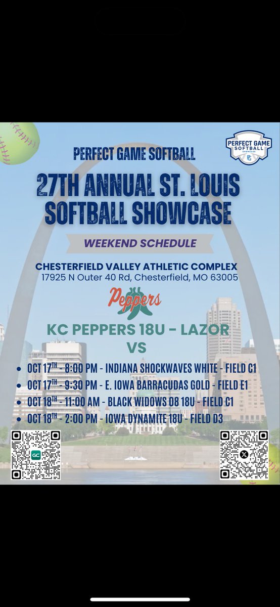 In St.Louis this weekend!
<a href="/KCPeppers_Lazor/">KC Peppers 18s- Lazor (Varriano)</a> <a href="/CoachClosner/">𝐭𝐨𝐧𝐢 𝐜𝐥𝐨𝐬𝐧𝐞𝐫</a>