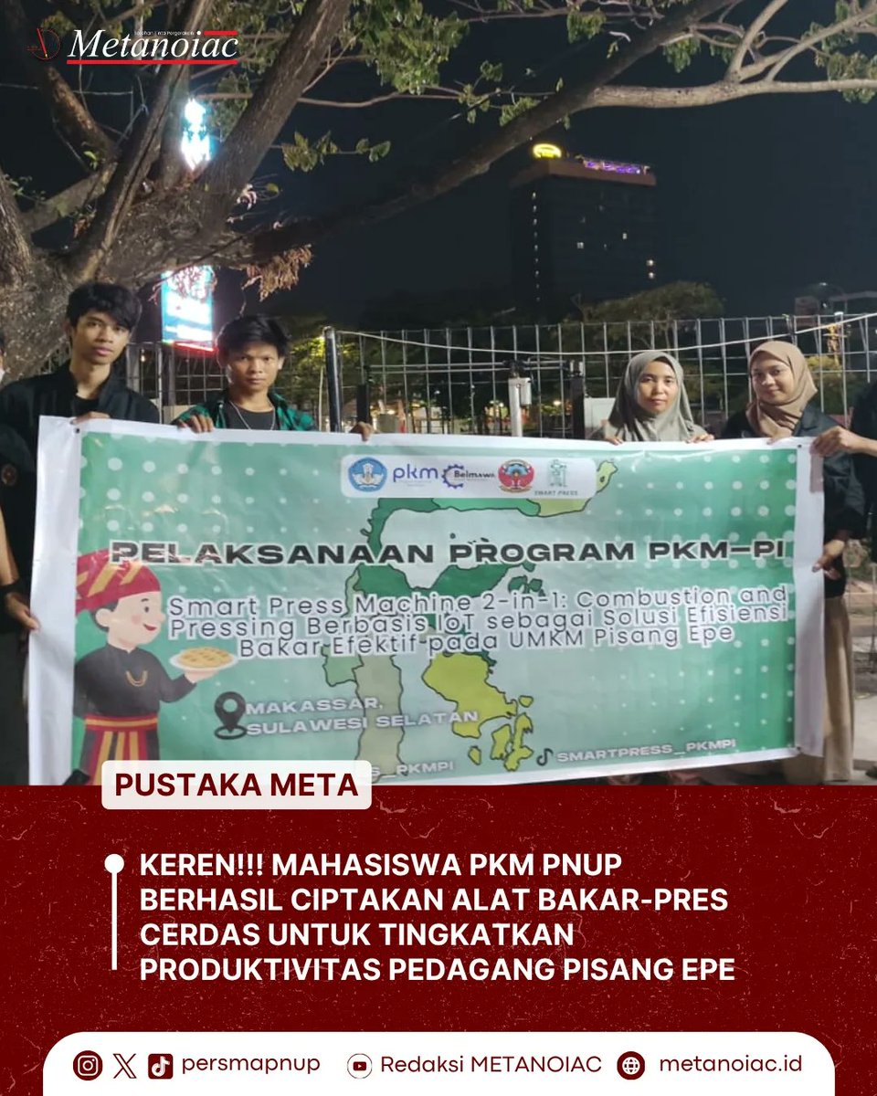 Teknologi Smart Press Machine 2 in 1 ini juga dirancang ramah lingkungan karena memanfaatkan arang dari limbah kulit pisang sebagai bahan bakarnya.

Baca dengan klik tautan di bio kami!

Salam PERSMA!
Salam Perubahan!

instagram: <a href="/persmapnup/">METANOIAC</a>

#TorehanTintaPergerakan